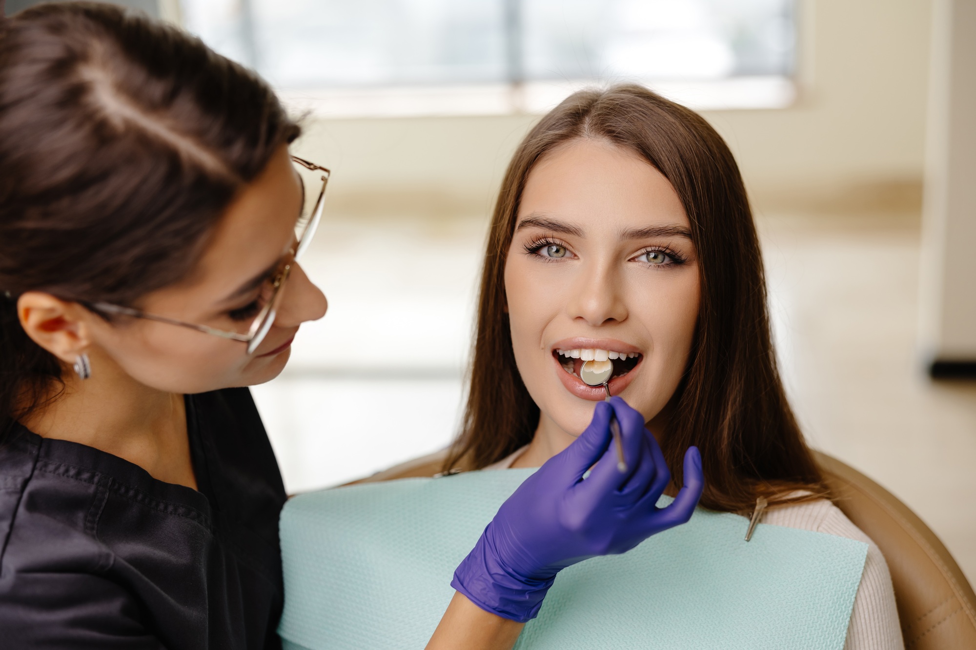 Patient enjoying dental treatment with professional dentist