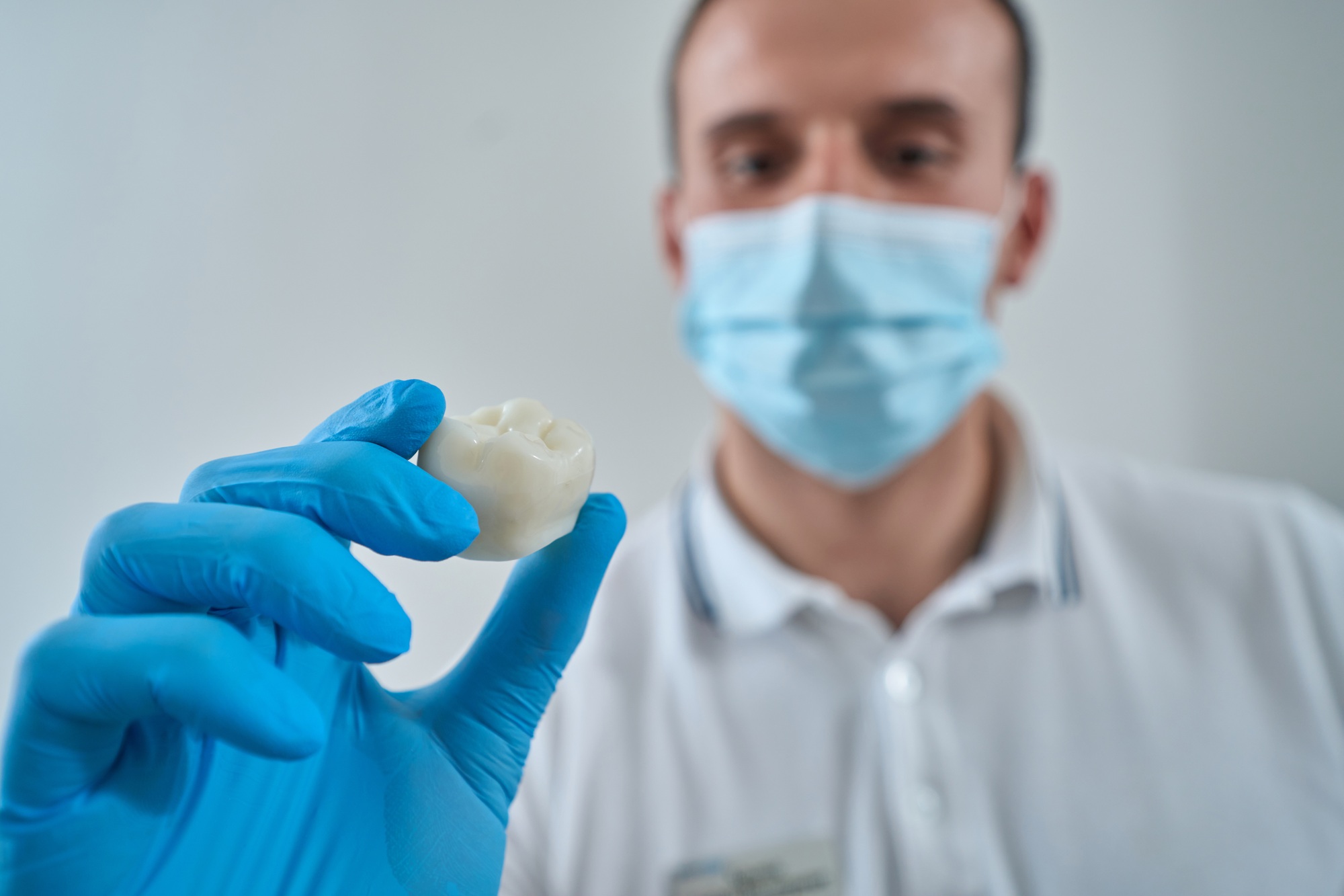 Professional dentist carrying out tooth restoration procedure