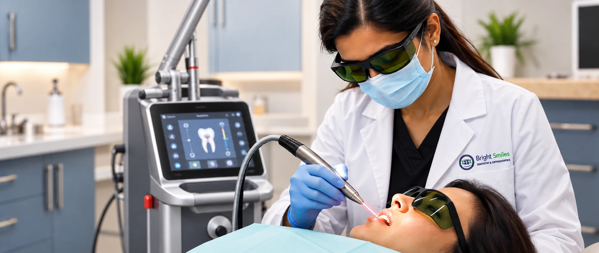 Illustrative dental laser treatment in a clinical setting